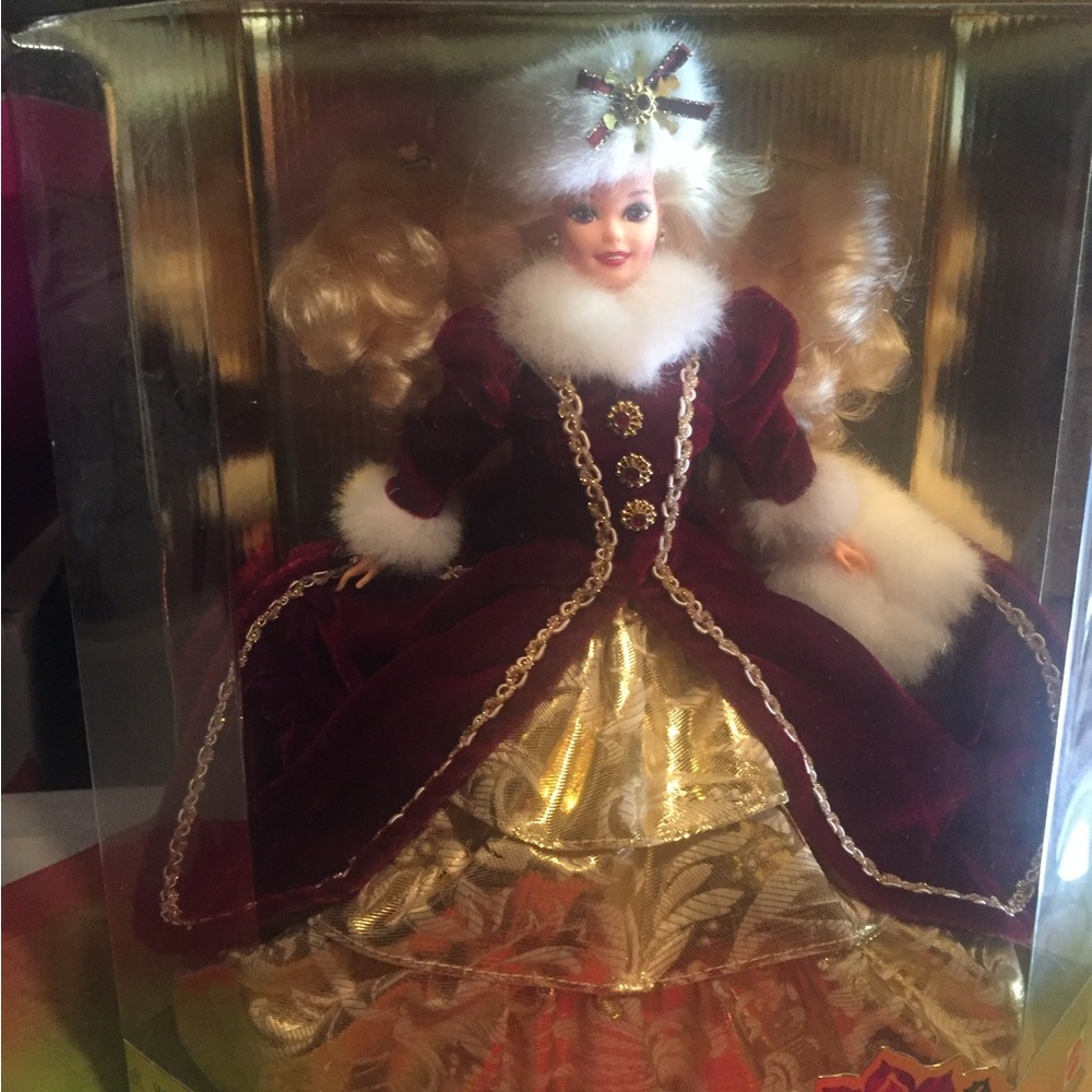 Barbie Doll in Burgundy and Gold Dress